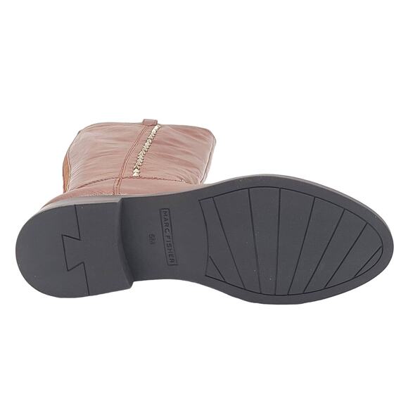 Marc Fisher Women Riding Boots Secrit Sz US 5.5M Wide Calf Cognac Brown Leather - Picture 6 of 6